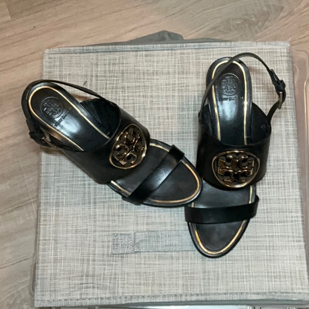 Tory Burch Metal Miller Leather Wedge Sandal